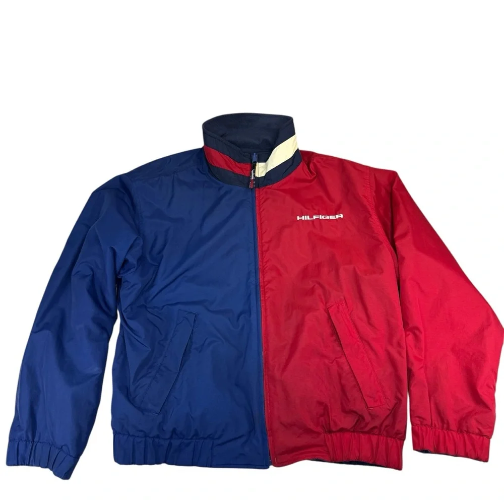 Vintage 90s Tommy Hilfiger Reversible Fleece Jacket M
